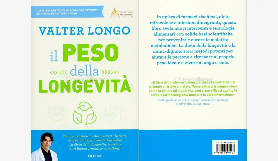 Copertina fronte-retro del libro Il Peso Della Longevità di Valter Longo