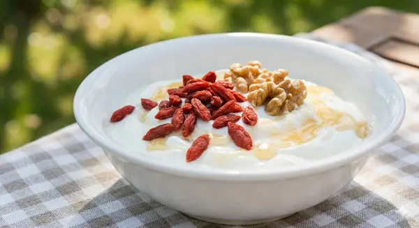 Jogurt con bacche di goji e oci